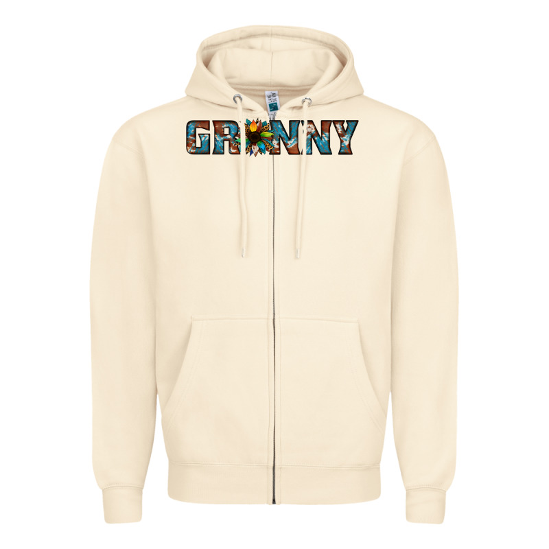 Granny Cowhide Sunflower Zipper Hoodie by Jasminsmagicworld | Teevron