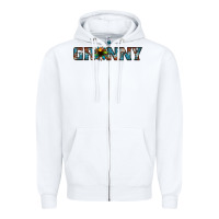White granny cowhide sunflower Zipper Hoodie - Jasminsmagicworld