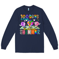 Navy 100 Days Of Making The Whole Class Shimmer Long Sleeve Tee - CowhideDigitalArt
