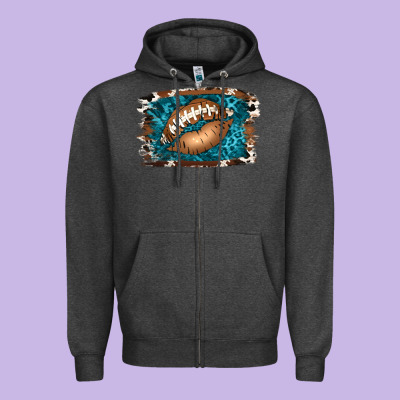 Football Lips Zipper Hoodie Designed By Jasminsmagicworld