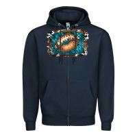 Navy Football Lips Zipper Hoodie - Jasminsmagicworld