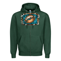Sports Green Football Lips Zipper Hoodie - Jasminsmagicworld