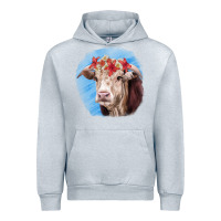 Heather Grey Hereford Bull Urban Hoodie - RanaPortraitStore