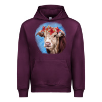 Mauve Wine Hereford Bull Urban Hoodie - RanaPortraitStore