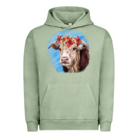 Pigment Oil Green Hereford Bull Urban Hoodie - RanaPortraitStore