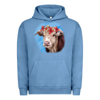 Pigment Pebble Blue Hereford Bull Urban Hoodie - RanaPortraitStore