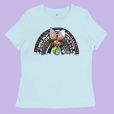 Easter Rainbow Ladies Tee Designed By Cowhidedigitalart