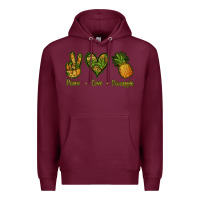 Burgundy Peace Love Pineapple Premium Hoodie - Jasminsmagicworld