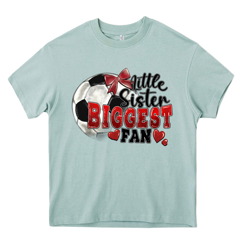 Little Sister Biggest Fan Soccer Heavy Core Tee by FaDigitalArtStudio | Teevron
