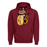 Burgundy Softball Tongue Zipper Hoodie - Jasminsmagicworld