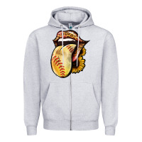 Heather Grey Softball Tongue Zipper Hoodie - Jasminsmagicworld