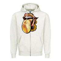 Oatmeal Heather Softball Tongue Zipper Hoodie - Jasminsmagicworld