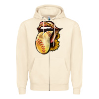 Sandshell Softball Tongue Zipper Hoodie - Jasminsmagicworld