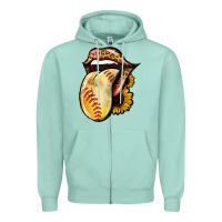 Seafoam Softball Tongue Zipper Hoodie - Jasminsmagicworld