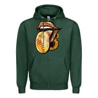 Sports Green Softball Tongue Zipper Hoodie - Jasminsmagicworld