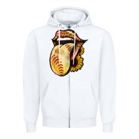 White Softball Tongue Zipper Hoodie - Jasminsmagicworld