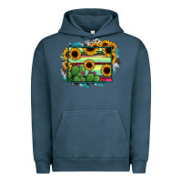 Pigment Midnight Navy wyoming map sunflower cactus serape Urban Hoodie - RanaPortraitStore
