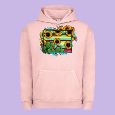 Wyoming Map Sunflower Cactus Serape Urban Hoodie Designed By Ranaportraitstore