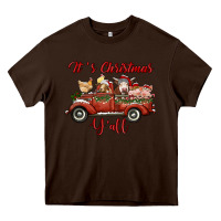 It's Christmas Y'all Truck With Farm Animals Heavy Core Tee | Teevron