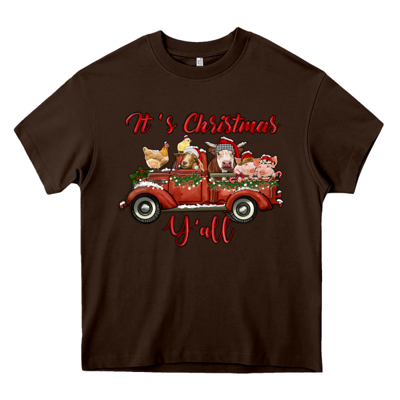 It's Christmas Y'all Truck With Farm Animals Heavy Core Tee by RanaPortraitStore | Teevron