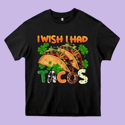 I Wish I Had Tacos St. Patrick's Day Heavy Core Tee Designed By Fadigitalartstudio