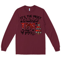 Burgundy IT THE MOST WONDERFUL TIME the of year Long Sleeve Tee - CowhideDigitalArt