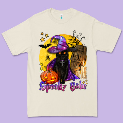 Spooky Babe Black Witch Cat Premium Tee Designed By Bundleandbundleshop