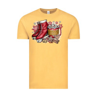 Vintage Mustard Christmas Ice Skating Vintage Tee - CowhideDigitalArt