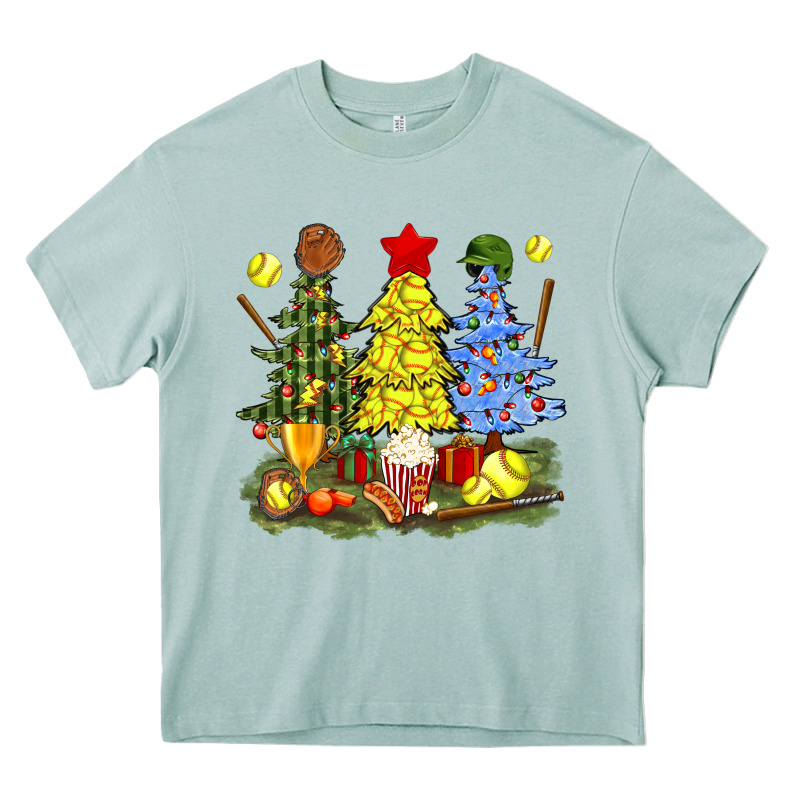 Christmas With Softball Trees Bbs Heavy Core Tee by BundleAndBundleShop | Teevron