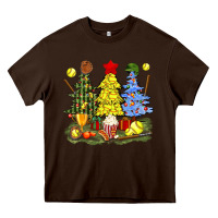 Chocolate Brown christmas with softball trees bbs Heavy Core Tee - BundleAndBundleShop