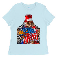 Baby Blue america Ladies Tee - CowhideDigitalArt
