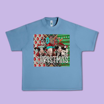 Mooey Christmas Urban Heavy Tee Designed By Cowhidedigitalart