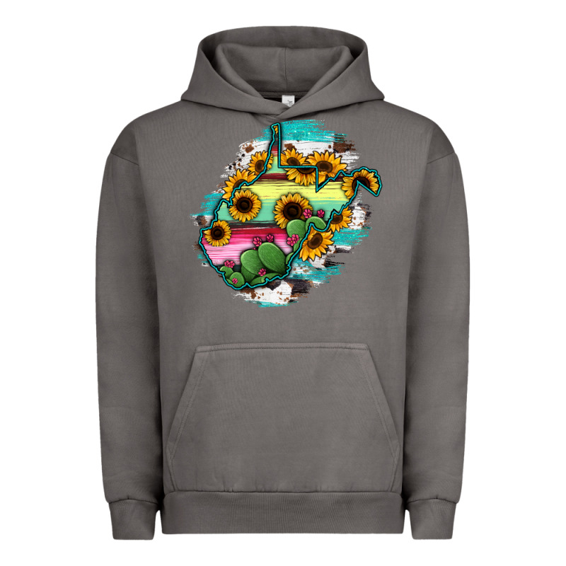 West Virginia Map Sunflower Cactus Serape Urban Hoodie by RanaPortraitStore | Teevron