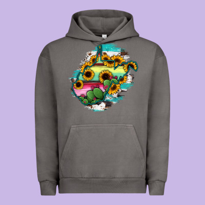 West Virginia Map Sunflower Cactus Serape Urban Hoodie Designed By Ranaportraitstore