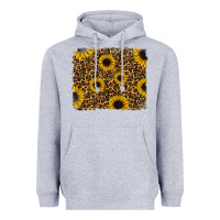 Heather Grey leopard sunflowers background Heavyweight Hoodie - RanaPortraitStore