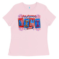 Bubblegum Pink american mini Ladies Tee - CowhideDigitalArt