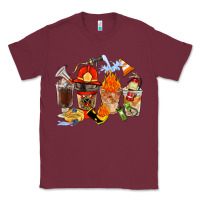 Burgundy Firefighter Coffee Cups Classic Tee - FaDigitalArtStudio