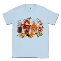 Dusty Blue Firefighter Coffee Cups Classic Tee - FaDigitalArtStudio
