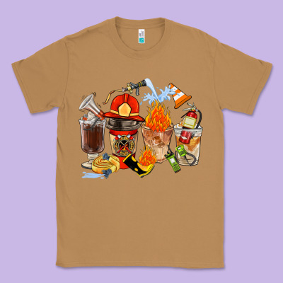 Firefighter Coffee Cups Classic Tee Designed By Fadigitalartstudio
