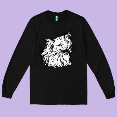 Drawing Cat Long Sleeve Tee Designed By Racoondesign