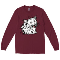 Burgundy Drawing Cat Long Sleeve Tee - RacoonDesign