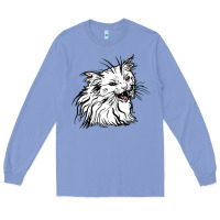 Colony Blue Drawing Cat Long Sleeve Tee - RacoonDesign