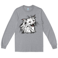 Heather Grey Drawing Cat Long Sleeve Tee - RacoonDesign