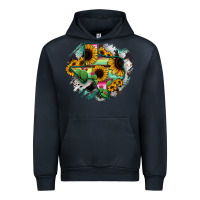 Navy Texas Map Sunflower Cactus Serape Urban Hoodie - RanaPortraitStore