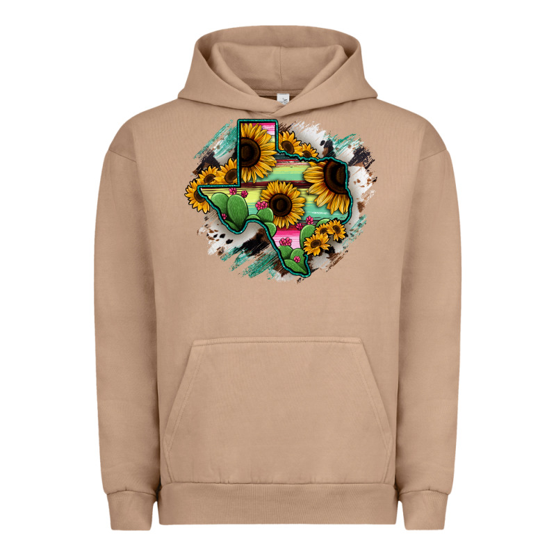 Texas Map Sunflower Cactus Serape Urban Hoodie by RanaPortraitStore | Teevron