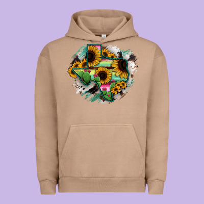 Texas Map Sunflower Cactus Serape Urban Hoodie Designed By Ranaportraitstore