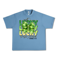 Pebble Blue Not Lucky Simply Blessed Urban Heavy Tee - CowhideDigitalArt