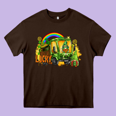Lucky Gnomes Truck St. Patrick's Day Heavy Core Tee Designed By Fadigitalartstudio