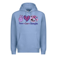 Colony Blue Peace Love Hairstylist Premium Hoodie - Jasminsmagicworld
