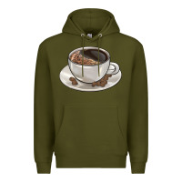 Army Green coffee  americano Premium Hoodie - BarkalooDesign